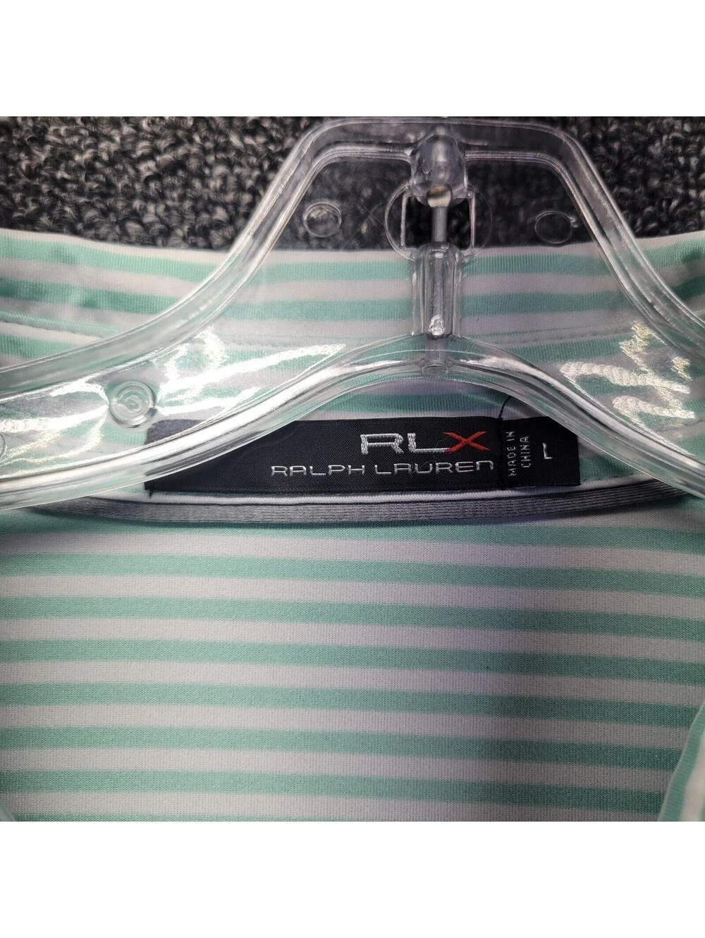 Polo Ralph Lauren RLX Golf Shirt Men's Sz L Green Striped Performance Poly FHCC